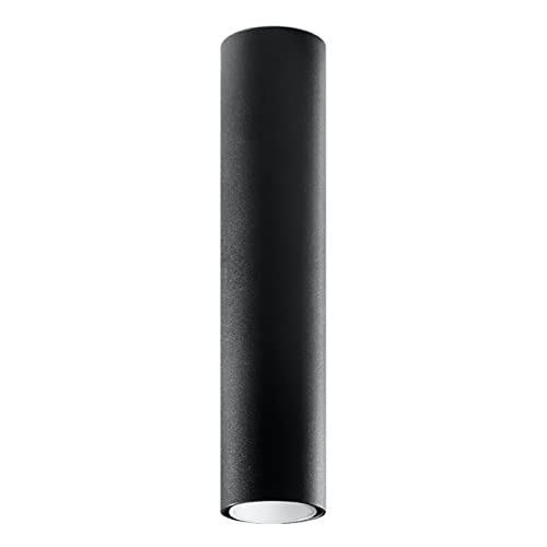 SOLLUX lighting Lagos 40 Deckenleuchte Zylinder Form - Deckenleuchte Wohnnzimmer Esszimmer Lampe - Leuchte Küche und Flur aus Pulverbeschichtetem Stahl Schwarz 6 x 6 x 40 cm