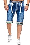 L.gonline Jeans Bermuda Herren Dicke Naht L-2020 (W33, H-Weiß)