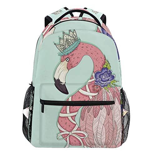 Oarencol Rucksack mit niedlichem Flamingo-Blumenkronen-Motiv, für Damen, Herren, Mädchen, Jungen, Rosa