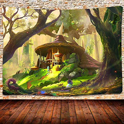 Wandteppich Fairy Fantasy Magic Hut Wand Dekoration Waschbar Wandtuch Kunst Dekoration Wandkunst Dekoration Für Zimmer Picknick Schlafsaal 152x130 cm