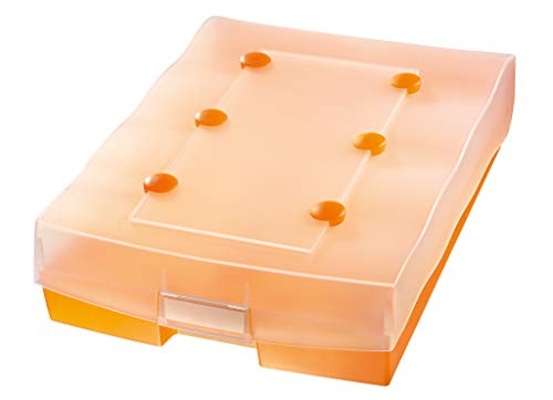 HAN Archivbox CROCO-DUO 9987-613 in Transluzent-Orange / Hochwertiger Karteikasten mit A-Z Register / Für bis zu 2.200 DIN A8-Karten