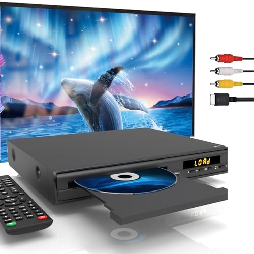 Maite DVD Player für Fernseher, CD/DVD-Player für Alle Regionen Free mit HDMI, Unterstützt Mic/Karaoke, USB-Eingang und NTSC/PAL-System, enthält Fernbedienung