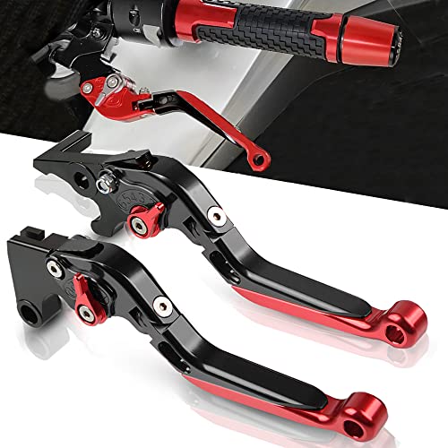 Einstellbar Bremshebel und Kupplungshebel CNC Aluminium Lever Brake Für Yamaha YZF R1 YZF-R1 2015-2020 (Schwarz+Rot)
