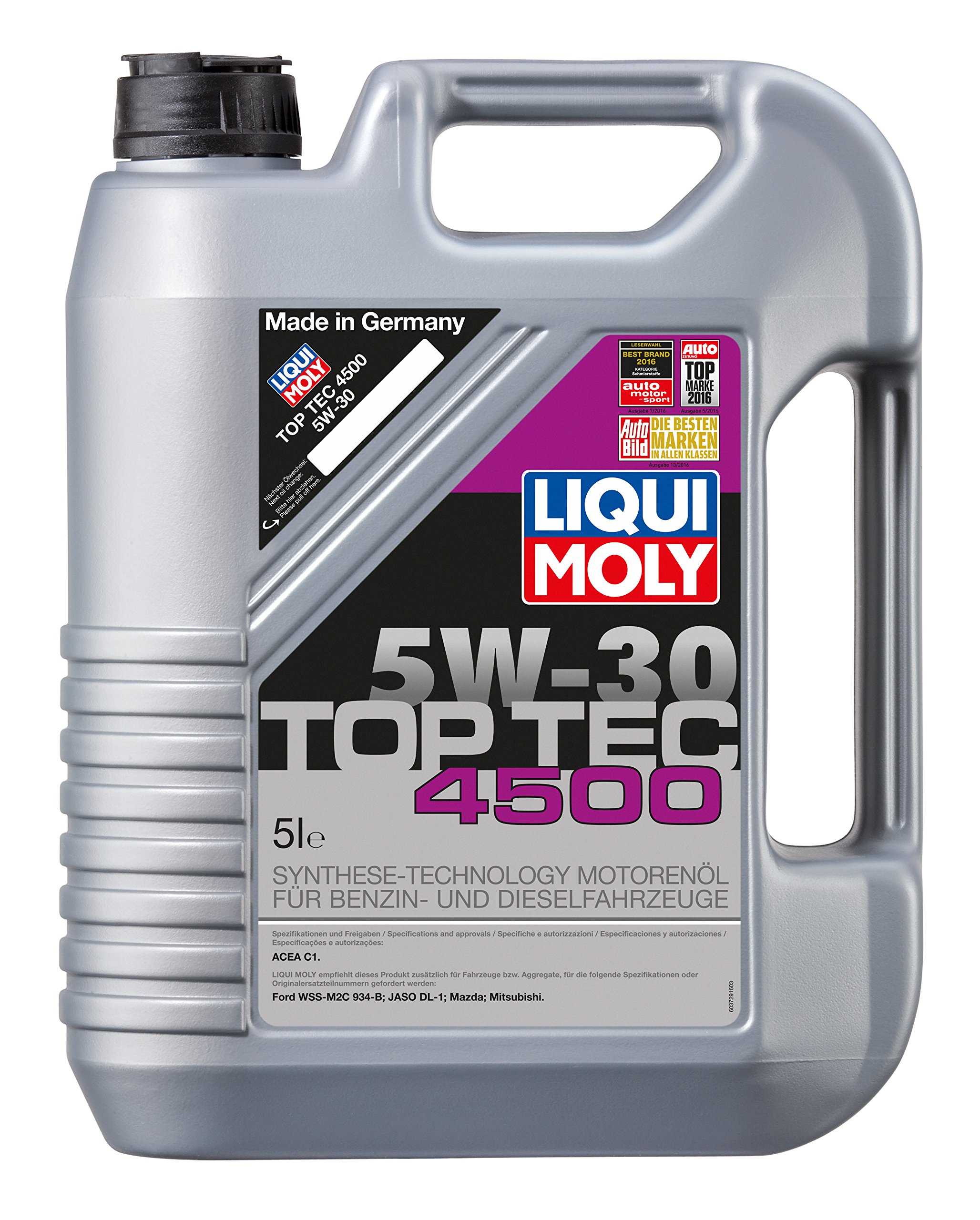 LIQUI MOLY Top Tec 4500 5W-30 | 5 L | Synthesetechnologie Motoröl | Art.-Nr.: 3729