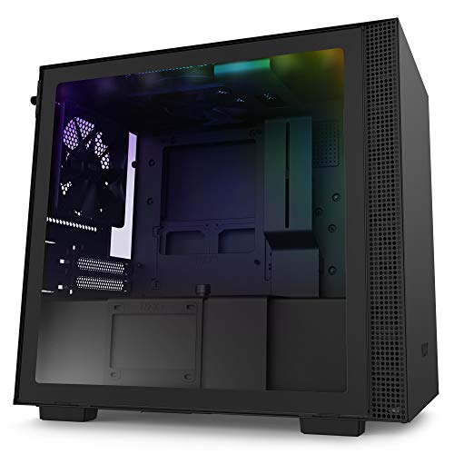 NZXT H210i, Mini-ITX PC Gaming Case, Front I/O USB Type-C Port, Tempered Glass Side Panel Cable Management, Water-Cooling Ready, Integrated RGB Lighting, Steel Construction, Black