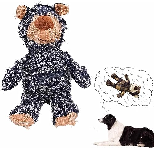 ARTSIM Extremebear Hundebegleiter für schwere Kauer, Extreme Bear Hundespielzeug Große Hunde, Hund Stofftiere Kauspielzeug, Quietschendes Hundespielzeug (L,Blau)