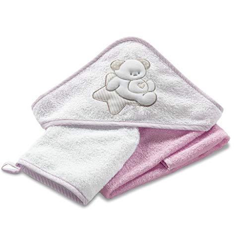 Italbaby Asciaugamano Bademantel mit Kapuze Frottee 75 x 75 Sweet Rosa - 350 g