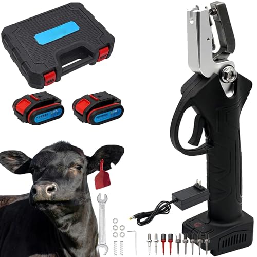 GBHJJ Kabellose Ohrmarkenzange für Vieh, Elektrische Ohrmarkenzange, Schaf-Ziegen-Vieh-Ohrmarkenzange, Tierohrmarken-Applikator, Ohrmarkierungs-Werkzeugzange für Rinder, Schweine,Black