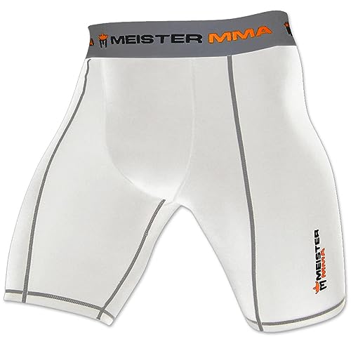 Meister MMA Compression Rush Fight Shorts w/Cup Pocket - Weiß - 56/57 DE XXX-Large