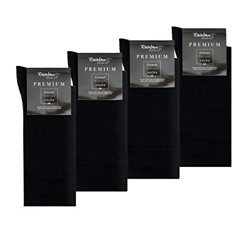 Rainbow Socks - Herren Premium Antibakterielle Business-Socken mit Silberionen - 4 Paar - Schwarz - Größen 47-50