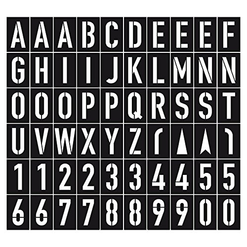 TMS PRO SHOP Schablonen-Set Buchstaben und Zahlen, 60-teilig, Kunststoff, Schrifthöhe 15 cm aus Kunststoff