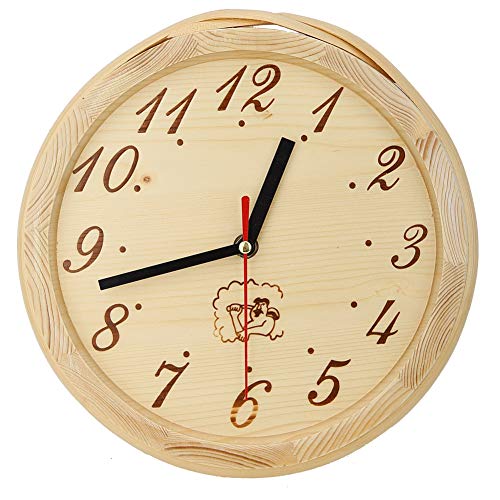 Haofy Runde Holzwanduhr Große dekorative Uhr für Saunaraum, Wohnzimmer, Schlafzimmerzubehör, Keine Abdeckung