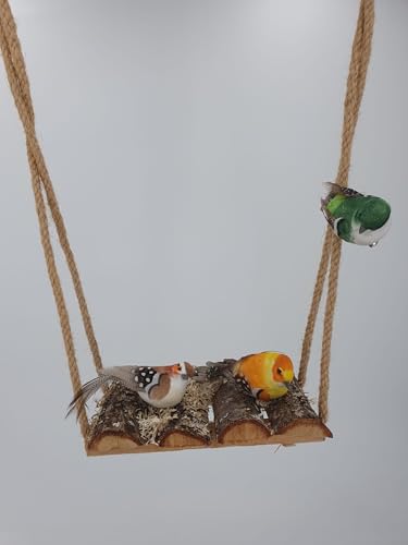 Schaukel Birke mit Kordel Vogelsitzbrett 2 Stück 15x10x3 cm für Wellensittiche und kleine Vögel oder Nager