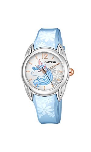Calypso Mädchen-Armbanduhr Sweet Time - K5734/B - Einhorn und Blaue Blumen, 32 mm