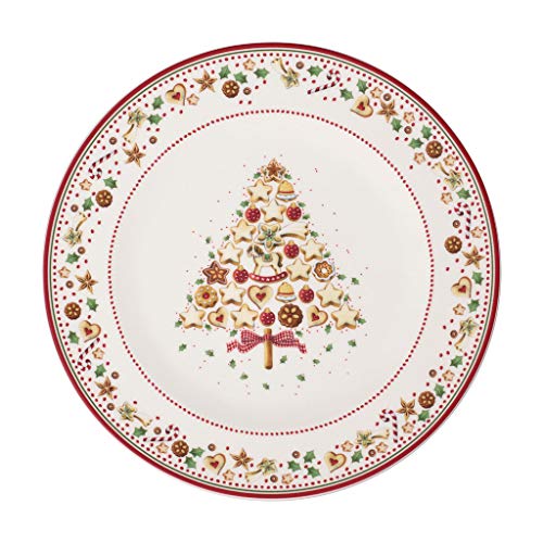 Villeroy & Boch Winter Bakery Delight Platzteller, dekorativer Servierteller aus Premium Porzellan, rot/bunt, 32 cm