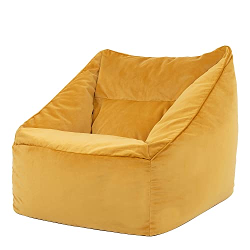 Icon Riesen Sitzsack Sessel „Natalia“, Gelb, Plüsch XXL Sitzsack Erwachsene mit Füllung für das Wohnzimmer, Riesensitzsack Sofa XXL