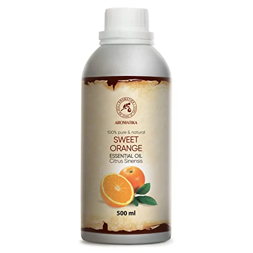 Orangenöl 500ml - Citrus Sinensis - Brasilien - 100% Reines & Natürliches Ätherisches Orangen Öl - für Guten Schlaf - Duftlampe - Körperpflege - Aromatherapie - Raumduft - Kosmetikanreicherung