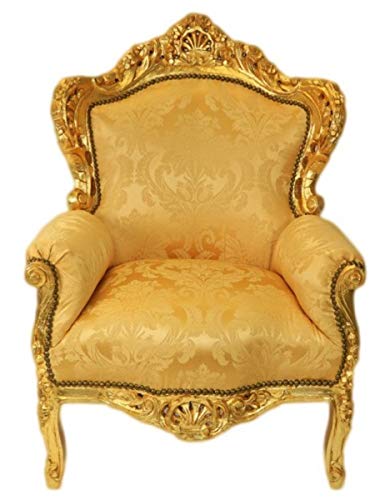 Casa Padrino Barock Sessel King Gold Muster/Gold Bouquet - Möbel Antik Stil