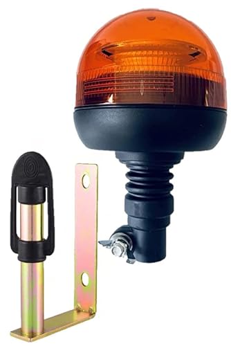 Matel Service Rundumleuchte orange, Warnleuchte mit flexiblem Fuß LED 12V 24V Für Straßenver 3 Funktionen R65 mit Aufsteckrohr Halterung U