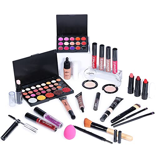 Stronrive Make-up-Komplettset, vielseitiges, unverzichtbares Starter-Make-up-Paket, All-in-Kit für Frauen, Mädchen, Starter, Beauty-Kosmetik-Geschenkset mit Make-up-Pinseln, Lidschatten-Palette