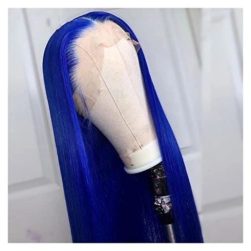 Perücke Lange gerade weiche Haare blaue Perücke for Frauen Lace Front Perücke synthetische Haare Wig (Size : 20in)