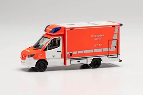 herpa 096737 Mercedes-Benz Sprinter `18 Fahrtec RTW „Feuerwehr Essen“ Modell Auto, Miniaturmodelle, Kleinmodell, Sammlerstück, Detailgetreu, Mehrfarbig