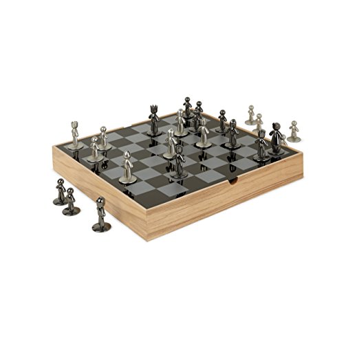 Umbra 1005304-390 Buddy Chess Set, Schachspiel aus Holz, Natur