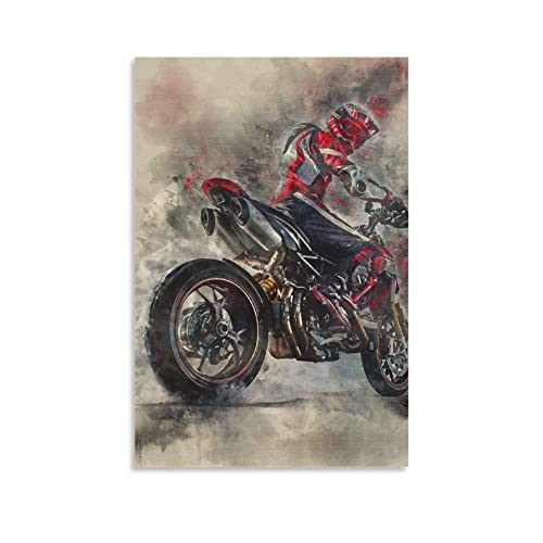 AIPHE Kunstwerk Malerei Leinwanddrucke Ducati Hypermotard 950 Art Poster und Wandkunst Bilderdruck Modernes Familienzimmer Dekor  60x90cm Kein Rahmen