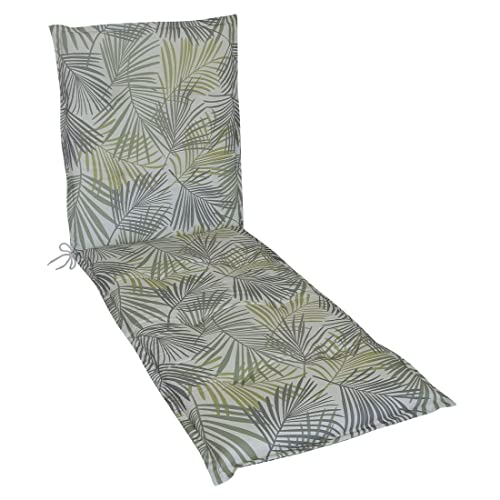 OUTLIV. Florence Gartenliegenauflage, Mischgewebe, Grün Palmblätter, 190x60x6 cm, hochwertige Sitzauflage für Sonnenliegen inkl. Fleckenschutz