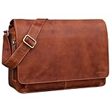 STILORD Vintage Umhängetasche aus Leder braun - 15 Zoll Laptoptasche für Büro, Uni, Office, Schule - DIN A4 Schultertasche 'Tom'