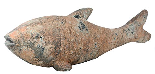 colourliving Fisch Figur XXL 66 cm in Terrakotta/Stein-Optik Teichdeko Fischfigur für Gartenteich