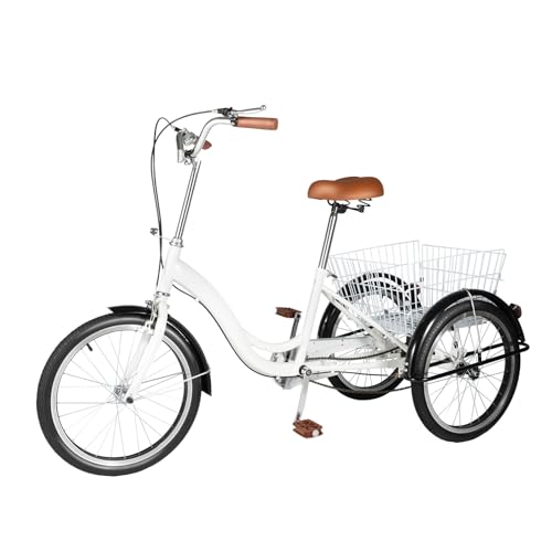 20 Zoll Dreirad für Erwachsene, 3 Räder Fahrrad Erwachsenendreirad Tricycle Cruise Bike mit Einkaufskorb, Klingel für Jungen Mädchen Damen Herren Senioren