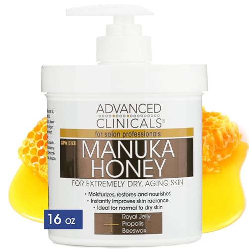 Advanced Clinicals Manuka-Honigcreme für extrem trockene, alternde Haut für Gesicht, Hals, Hände und Körper Spa-Größe 473 ml
