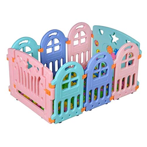 Baby Zaun Kind Indoor Crawl Schutz Infant Play Zaun, 7 Gr??en (Farbe: Blau + Pink, Gr??e: 10 PCS - 118x118x60cm), Blau + Pink, 8 PCS - 80x118x60cm