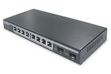 DIGITUS 10-Ports Gigabit Ethernet PoE Switch - L2 Managed - 8X RJ45 - 2X SFP-Uplinks - 86W PoE Budget - 10/100/1000Mbps - schwarz