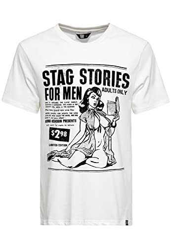 King Kerosin Herren Classic T-Shirt | Regular Fit | Pin Up Print | Reine Baumwolle Stag Stories