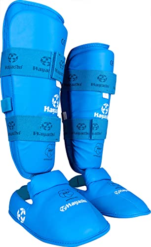 Hayashi Karate Schienbeinschutz und Spannschutz (WKF Approved) - blau, Gr. XXL
