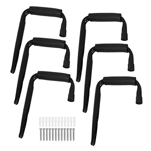 RIKEL Strapazierfähige Garagen-Aufbewahrungshaken mit Jumbo-Arm, Wandhalterung, Garagenaufhänger und Organizer für Leiter, Werkzeug, Stuhl, Schlauch (6 Stück, schwarz)