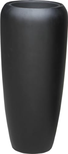 Klocke Dekorationsbedarf Hochwertiger Fiberglas-Pflanzkübel/Pflanzgefäß mit und praktischem Einsatz für stilvolle Einrichtung (matt schwarz, 75cm)