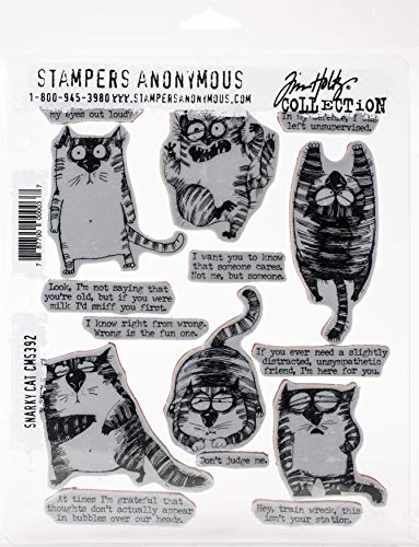 Tim Holtz - Stampers Anon CMS392 SNARKY CAT Tim holtz cling stamp RBBR Stempelset für Katzen, Einheitsgröße