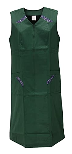 Reißverschlusskittel RV Kittel Hauskleid Schürze Kochschürze, Größe:56, Farbe:grün
