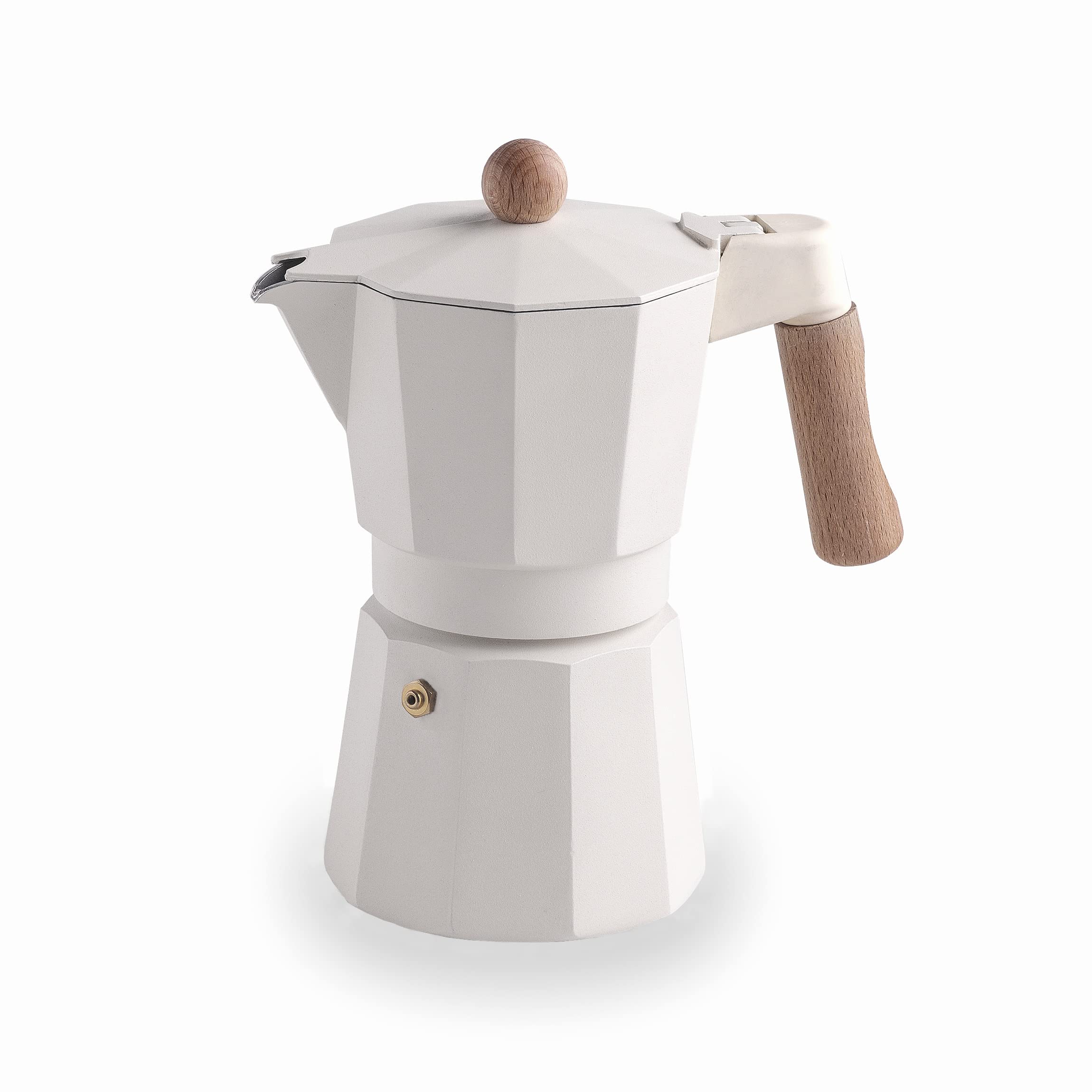 Lacor - 62099 - Italienische Trento White Kaffeemaschine, Express Kaffeemaschine, Aluminiumguss, geeignet für alle Arten von Feuern inklusive Induktion, Kapazität 9 Tassen, mattweiße Oberfläche