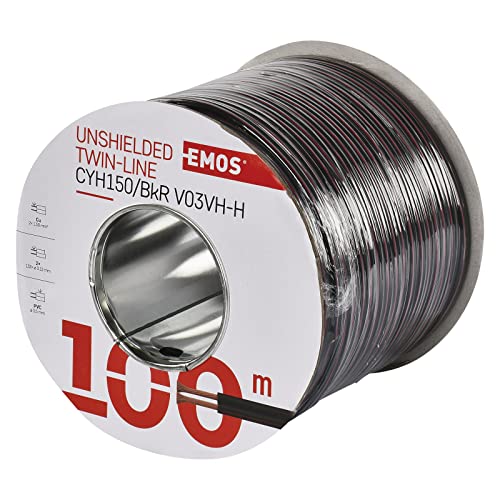 EMOS S8290 Ungeschirmte Zweidrathleitung 2 x 1,5 mm schwarz/rot, 100 Stück
