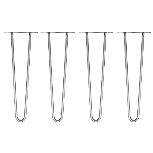 Melko 4 Stück Hairpin Legs Haarnadel Tischbeine aus 12 mm Stahl Tischfuß inkl. Bodenschoner, Höhe 36 cm, Stahl, 3 Streben