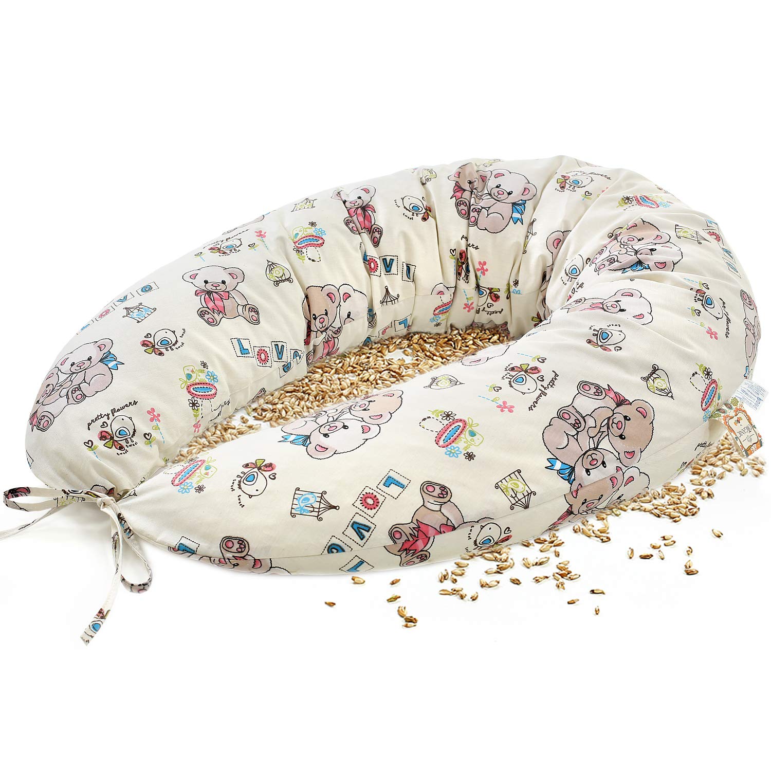 NATURECA Stillkissen Schwangerschaftskissen mit Bio Dinkelspelz - Lagerungskissen und nestchen baby, Seitenschläferkissen bezug Baumwolle - Oeko-Tex, Pregnancy Pillow 170x30cm