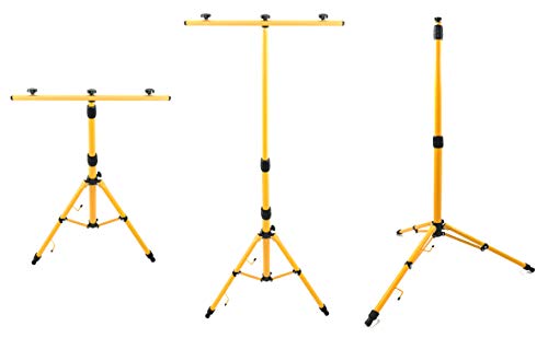 Trango G1504 Teleskop Stativ für Arbeitsstrahler I Baustrahler in Gelb I höhenverstellbar von 66-170 cm I zusammenklappbar I 3 Standfüße I Stahl I für LED oder Halogen-Fluter geeignet