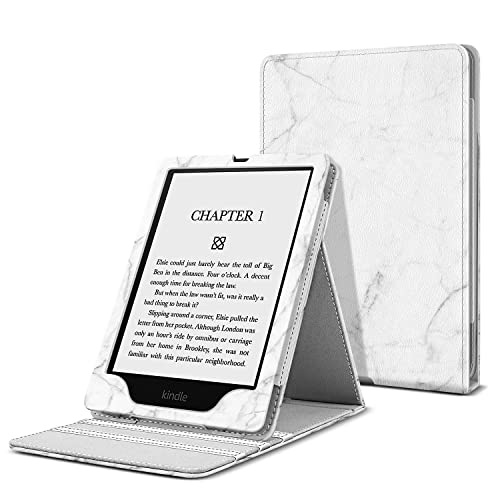 TNP Hülle für Kindle Paperwhite 11. Generation 2021 Signature Edition 6,8 Zoll eReader,faltbar Ständer, vertikal klappbar für Kindle Paperwhite, Premium PU-Leder, Marmor Weiß