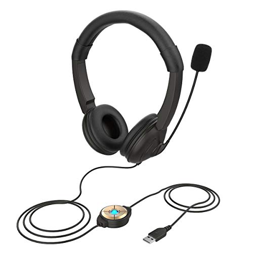 SOONHUA Gaming-Headset mit Mikrofon USB-Headset mit Geräuschunterdrückendem Mikrofon für Xbox One PC Laptop Tablet Mac Smartphone