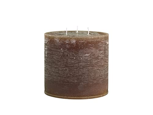Chic Antique Macon rustikale Stumpenkerze versch.Farben und Größen Kerze Antik NEU Altarkerzen 100 % Paraffin lange Brenndauer (Walnuss, 15x15 cm)