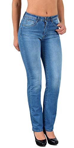 ESRA Damen Jeans Hose gerader Schnitt Straight Fit Jeanshose Damen bis Übergröße J260